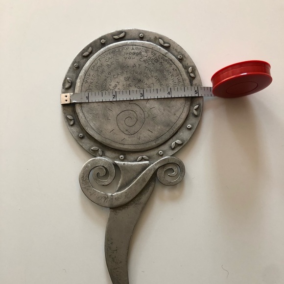 Engraved Pewter Handheld Beveled Mirror - Picture 4 of 6